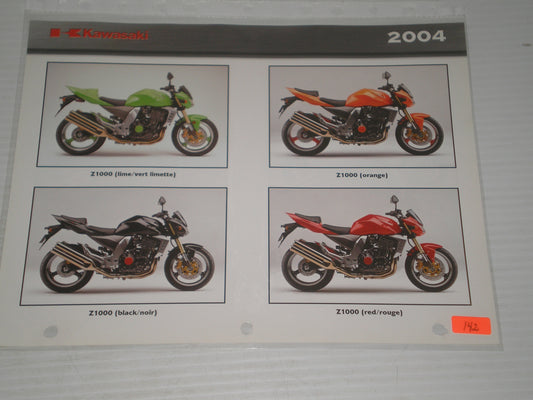 KAWASAKI 2004 Z1000 ZRX-1200 MOTORCYCL SALES BROCHURE 142