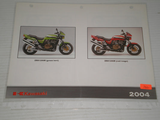 KAWASAKI 2004 Z1000 ZRX-1200 MOTORCYCL SALES BROCHURE 142