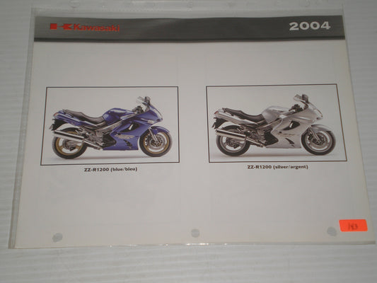 KAWASAKI 2004Y ZX-10R  ZX-12RH  SALES BROCHURE 144