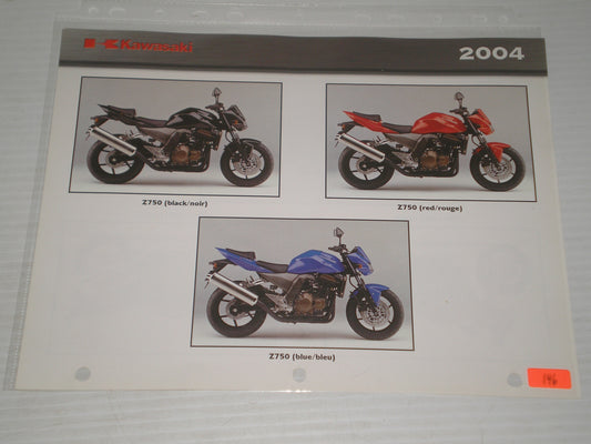 KAWASAKI 2004 ZR-75 Z750 SELES BROSCHURE 146