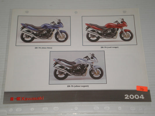 KAWASAKI 2004 ZR-75 Z750 SELES BROSCHURE 146