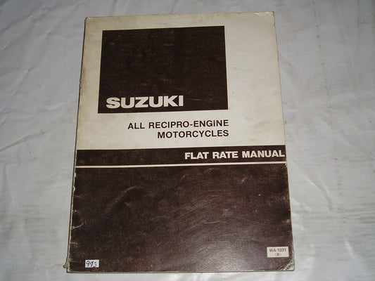 SUZUKI 1980 Motorcycles Flat Rate Manual WA-1031 #973
