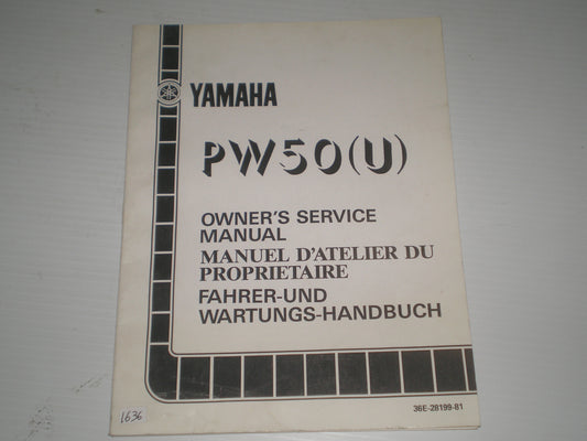 YAMAHA PW50 U  Zinger 1988  Owner's Service Manual  36E-28199-81  #1636