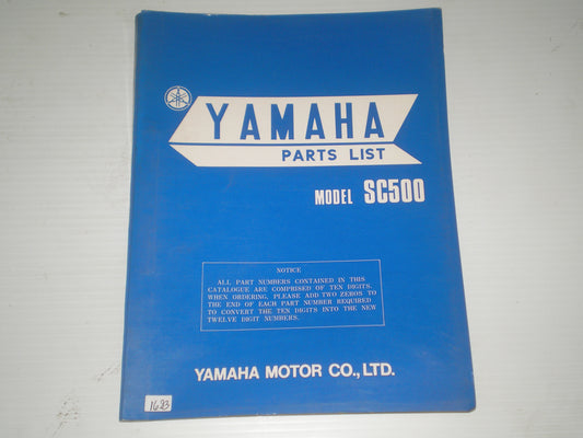 YAMAHA SC500 1973 Parts List / Catalogue 363-28198-60 LIT-10013-63-00 #1683