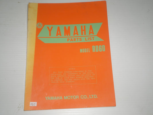 YAMAHA RD60 1973  Parts List / Catalogue  388-28198-60  LIT-10013-88-00  #1727