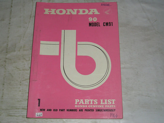 HONDA 90  Model  CM91 1966  Factory Parts List  #623