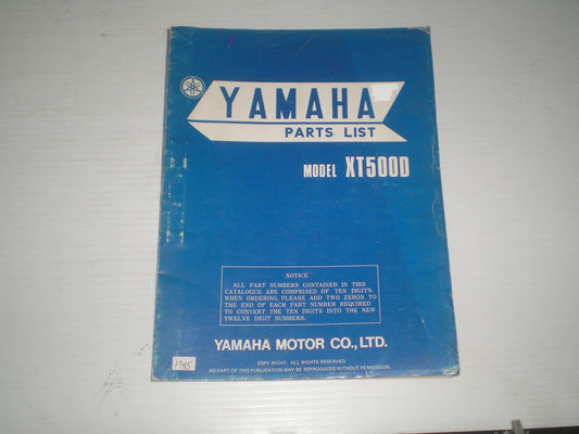 YAMAHA XT500 D 1977 Parts List / Catalogue 1T2-28198-60 LIT-10011-T2-00 #1745
