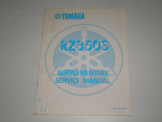 YAMAHA RZ350 S 1987  Service Manual Supplement  1WV-28197-20  #1794