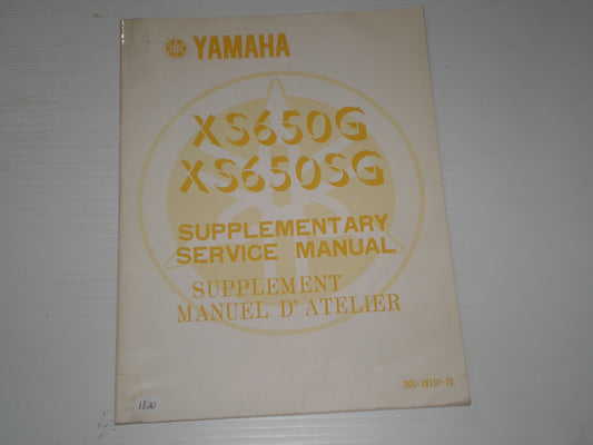 YAMAHA XS650 G/SG  1980  Service Manual Supplement  3U6-28197-70  #1820