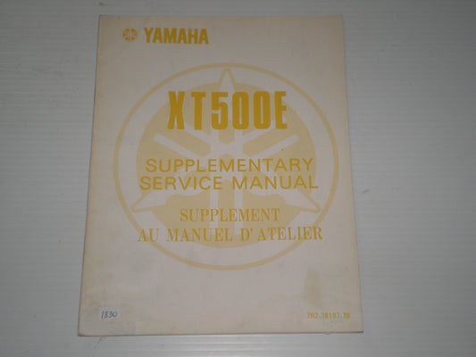YAMAHA XT500 E  1978  Service Manual Supplement  2H2-28197-70  #1830