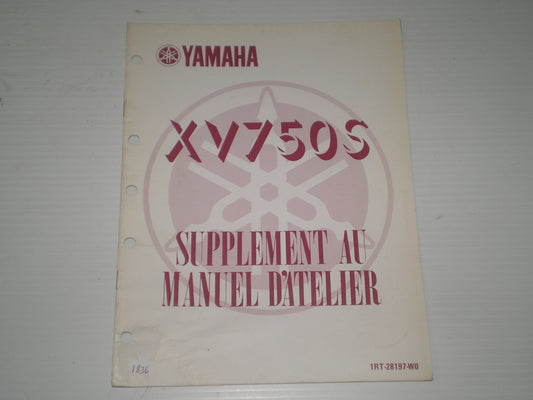 YAMAHA XV750 S 1986  Supplément au manuel d'atelier  1RT-28197-WO  #1836