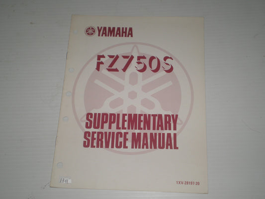 YAMAHA FZ750 S 1986  Service Manual Supplement  1XV-28197-20  #1841
