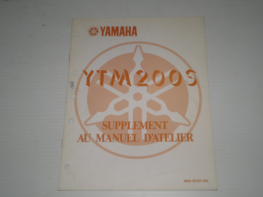 YAMAHA YTM200 S Tri-Moto ATV 1986 Supplément au manuel d'atelier  48M-28197-WO  #1854