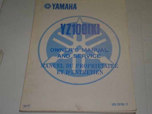 YAMAHA YZ100K  YZ100 K 1983  Owner's Service Manual  5X3-28199-71  #307.1