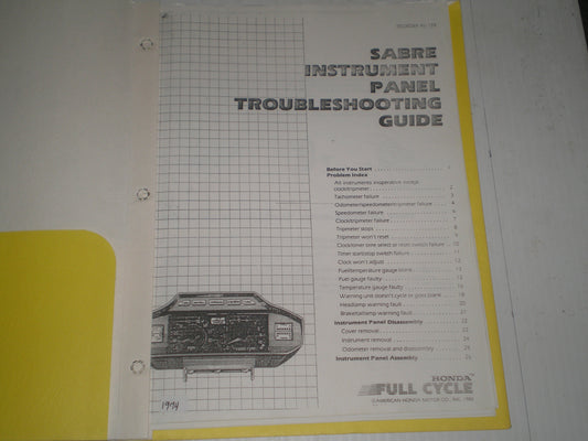 HONDA 1982 Sabre Instrument Panel Troubleshooting Guide S1159 #1274