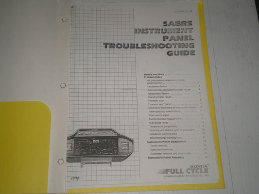 HONDA 1982  Sabre Instrument Panel Troubleshooting Guide S1159   #1274