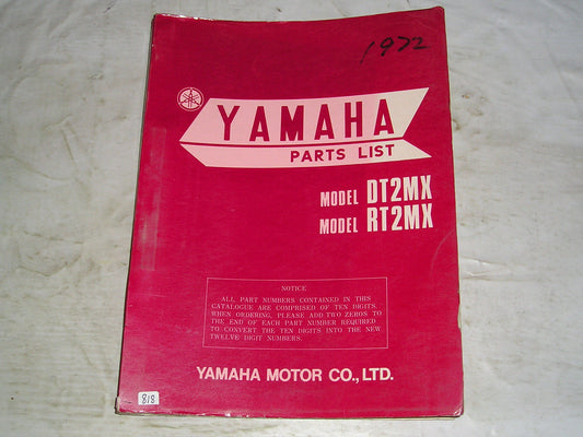 YAMAHA DT2 DT2MX  RT2 RT2MX  1972  Parts List  322-60  #818
