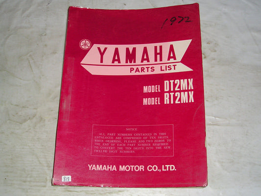 YAMAHA DT2 DT2MX RT2 RT2MX 1972 Parts List 322-60 #818