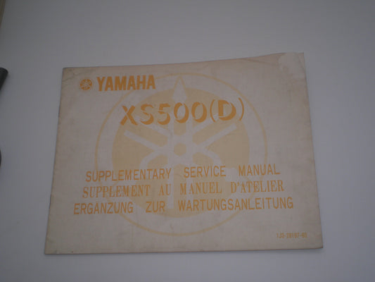 YAMAHA XS500 D 1977  Service Manual Supplement  1J3-28197-80  #1817