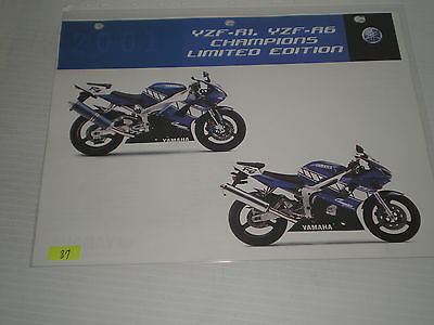 YAMAHA YZF-R1 YZFR1 YZF-R6 YZFR6 2001 Dealer's Information Sheet #87