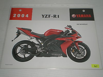 YAMAHA YZFR1  YZF-R1  Red Metallic  2004  Dealer's Information Sheet #160