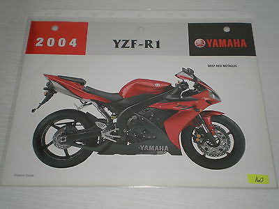 YAMAHA YZFR1 YZF-R1 Red Metallic 2004 Dealer's Information Sheet #160