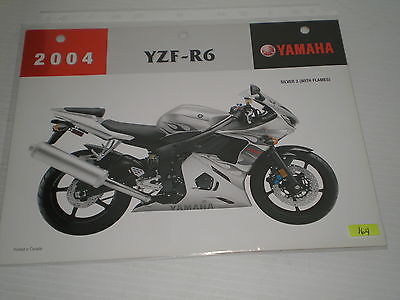YAMAHA YZFR6  YZF-R6  Silver with Flames  2004  Dealer's Information Sheet #164
