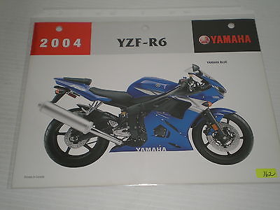 YAMAHA YZFR6  YZF-R6  Blue  2004  Dealer's Information Sheet #162
