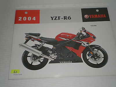 YAMAHA YZFR6  YZF-R6  Red  2004  Dealer's Information Sheet #163