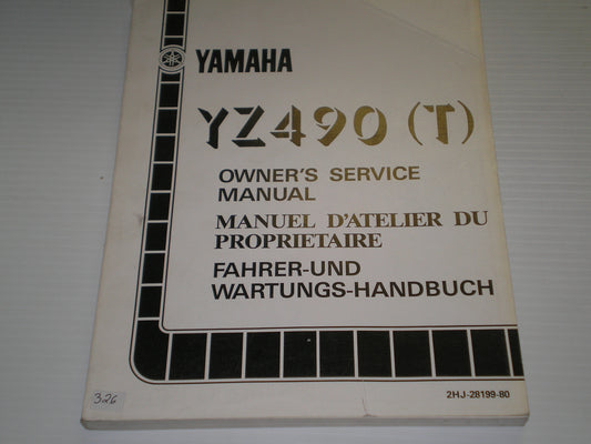 YAMAHA YZ490 T 1987  Owner's Service Manual  2HJ-28199-80  #326