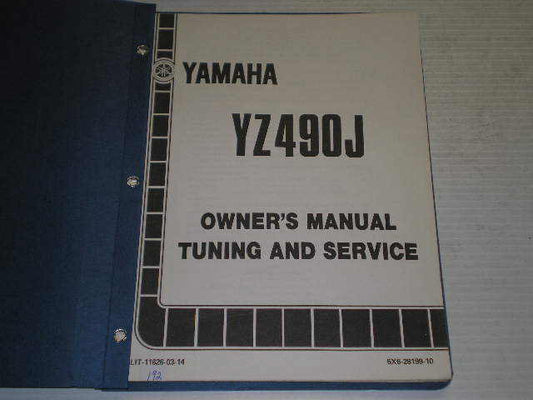 YAMAHA YZ490J  YZ490 J 1982 Owner's Manual Tuning & Service  5X6-28199-10  LIT-11626-03-14  #192