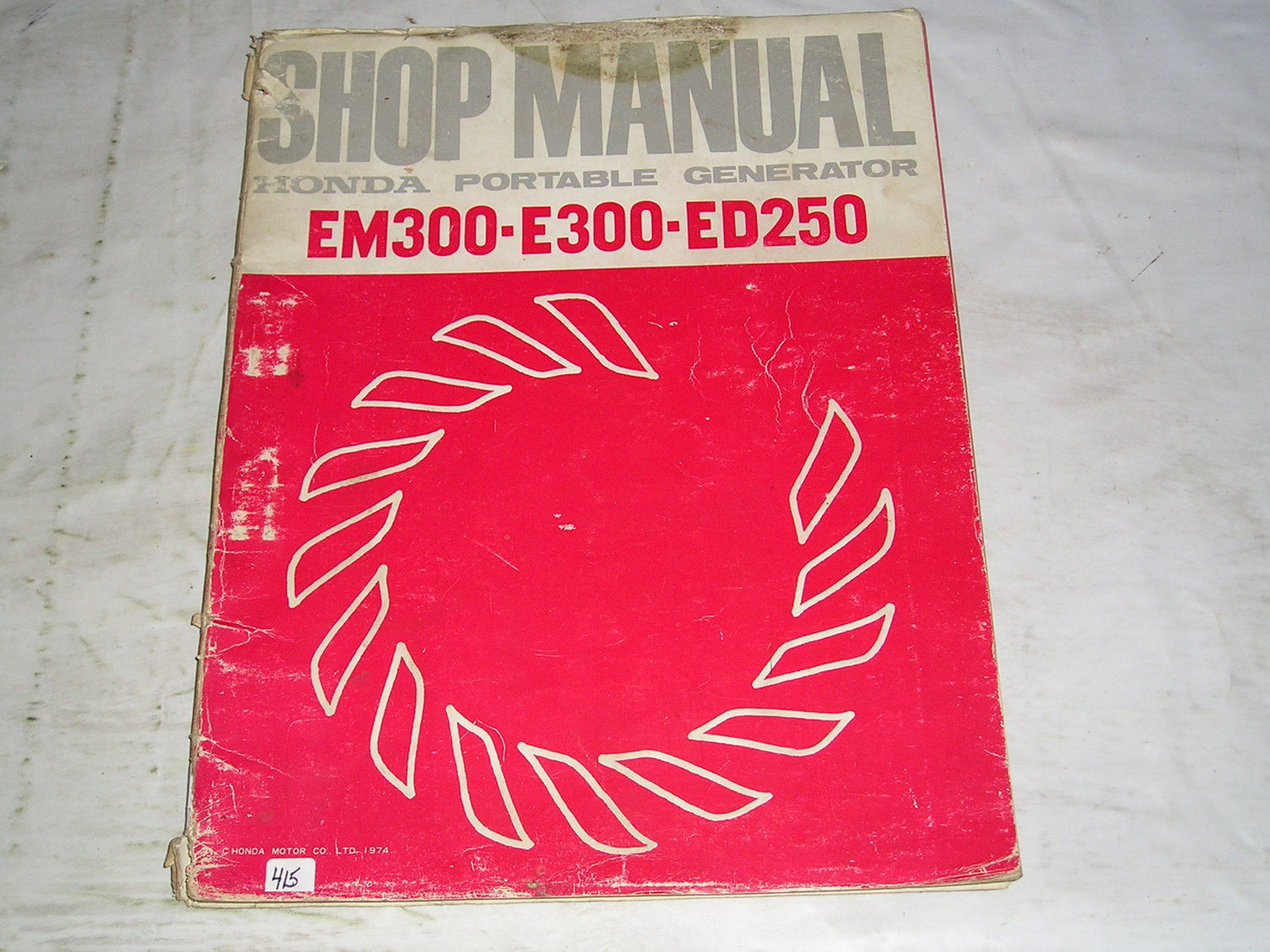 HONDA E300 ED250 1974 Service Manual – Pro-Formance Cycle