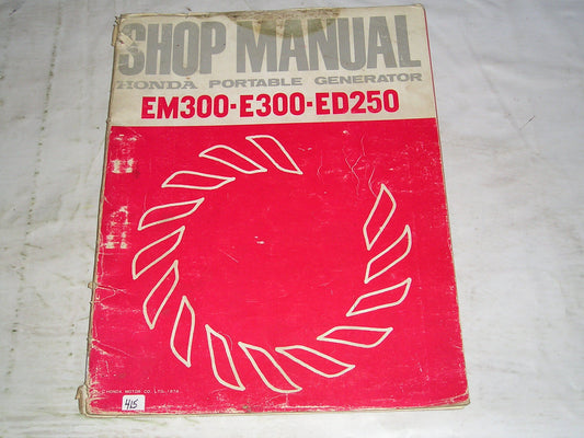 HONDA EM300 E300 ED250 1974  Generator Service Manual  6283605  #415