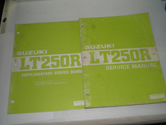 SUZUKI LT250 R 1985 1986 Service & Supplement Manuals 99500-22040-01E 99501-42050-01E #227