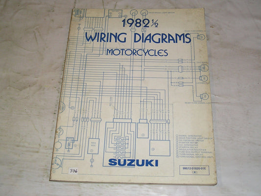 SUZUKI DR DS FA FR FZ GN GS GSX GT PE RS SP TR TS  Z models 1982 1/2  Wiring Diagrams  99512-01820-01E  #336
