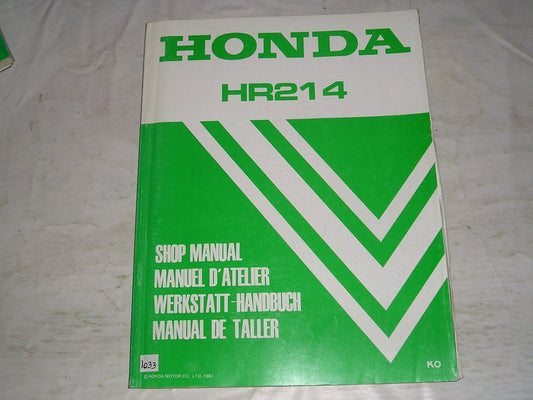 HONDA HR214 KO 1984  Rotary Mower / Lawn Mower  Service Manual & Supplement  66VA300  #1033