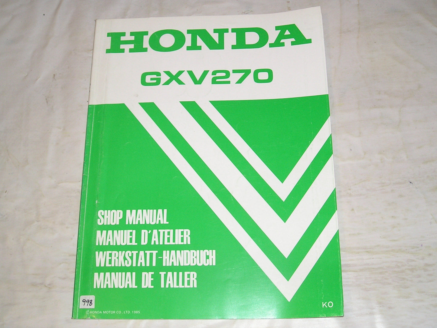 HONDA GXV270 K0 1986  General Purpose Engine  Service Manual 66ZE800  #998