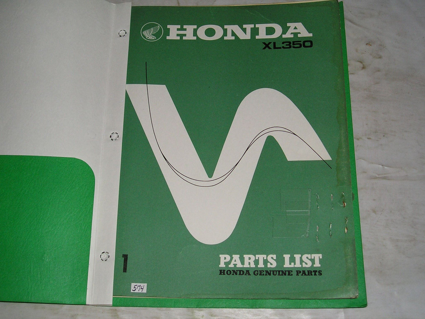 HONDA XL350 1974  Factory Parts List  1335601  #574