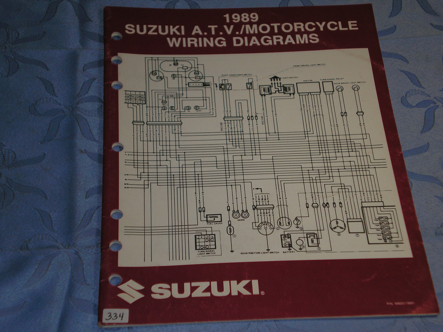 SUZUKI DS DR FA GS GSX JR LT LTF RMX VS 1989 Wiring Diagrams Manual  99923-13891  #334