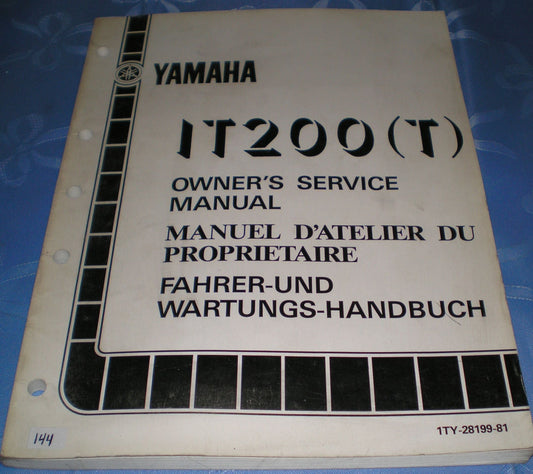 YAMAHA IT200 T 1987  Owner's Service Manual  1TY-28199-81  #144