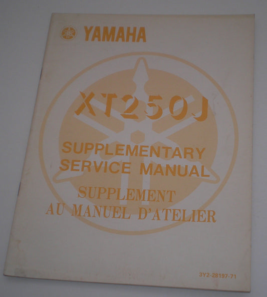 YAMAHA XT250 J 1982  Service Manual Supplement  3Y2-28197-71  #1828