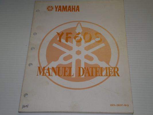 YAMAHA YF60 S  4-Zinger ATV  1986  Manual d'atelier  1HN-28197-WO  #1601