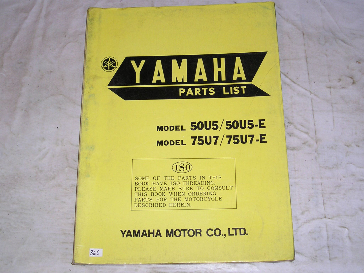 YAMAHA Model 50 U5 U5E  & Model 75 U7 U7E  1970  Factory Parts List  #865