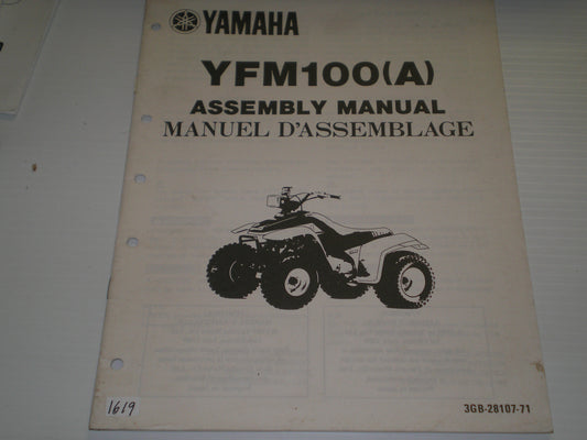 YAMAHA YFM100 A  Champ  1990  Assembly Manual  3GB-28107-71  #1619