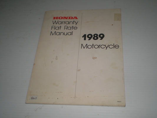 HONDA 1989 Motorcycle Warranty Flat Rate Manual NS321 #428.3