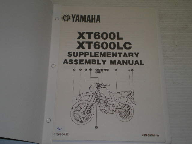 YAMAHA XT600  L LC 1984 Supplementary Assembly Manual 49N-28107-10  LIT-11666-04-22  #42