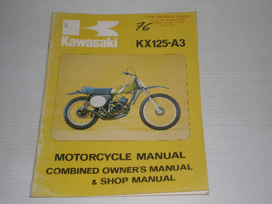 KAWASAKI KX125 A3 1976  Owner's & Shop Manual  99997-871-01  #43