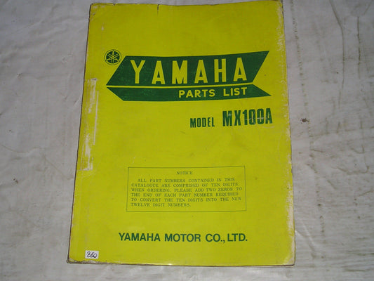 YAMAHA MX100 A  1974  Parts List / Catalogue  427-28198-80  LIT-10014-27-00  #850