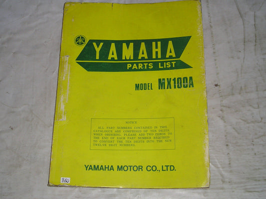 YAMAHA MX100 A 1974 Parts List / Catalogue 427-28198-80 LIT-10014-27-00 #850