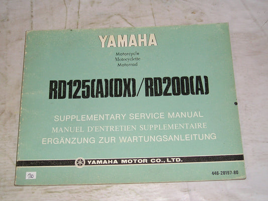 YAMAHA RD125 A DX / RD200 A 1974 Service Supplement Manual 446-28197-80 #710